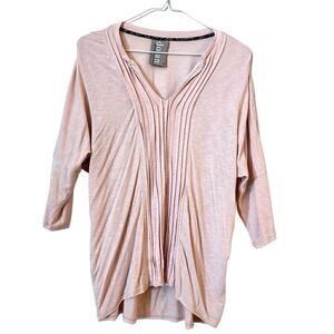 Dolan Left Coast Collection Dolman Sleeve Jersey Pleated Pintuck Tee Pink Medium